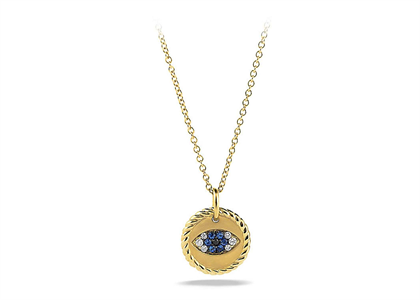 Gold Plated CZ Studded Round Twisted Evil Eye Pendant